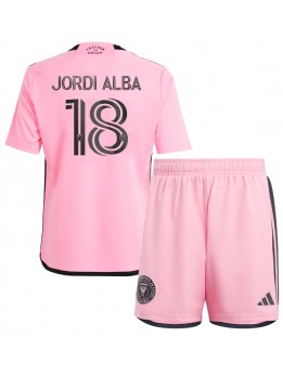 Inter Miami Jordi Alba #18 Replika Hemmakläder Barn 2024-25 Kortärmad (+ byxor)